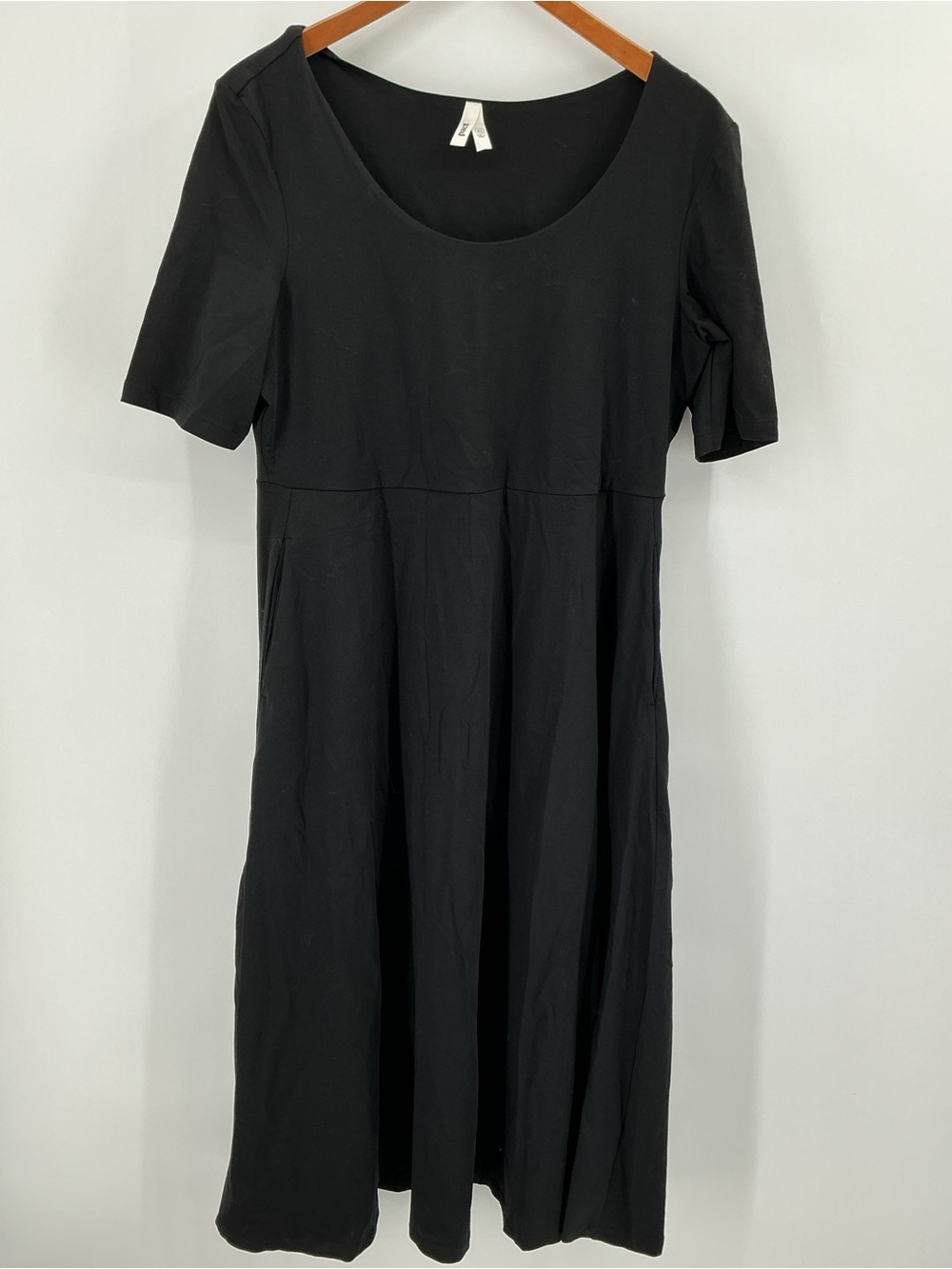 PACT Black Scoop Neck Fit & Flare Midi Dress XL